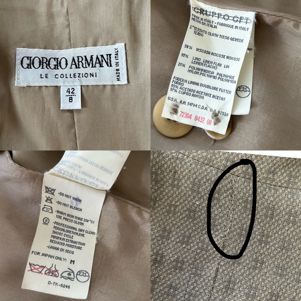 VTG 1990s Giorgio Armani Le Collezioni Collarless single-button closure Blazer. - Picture 9 of 13